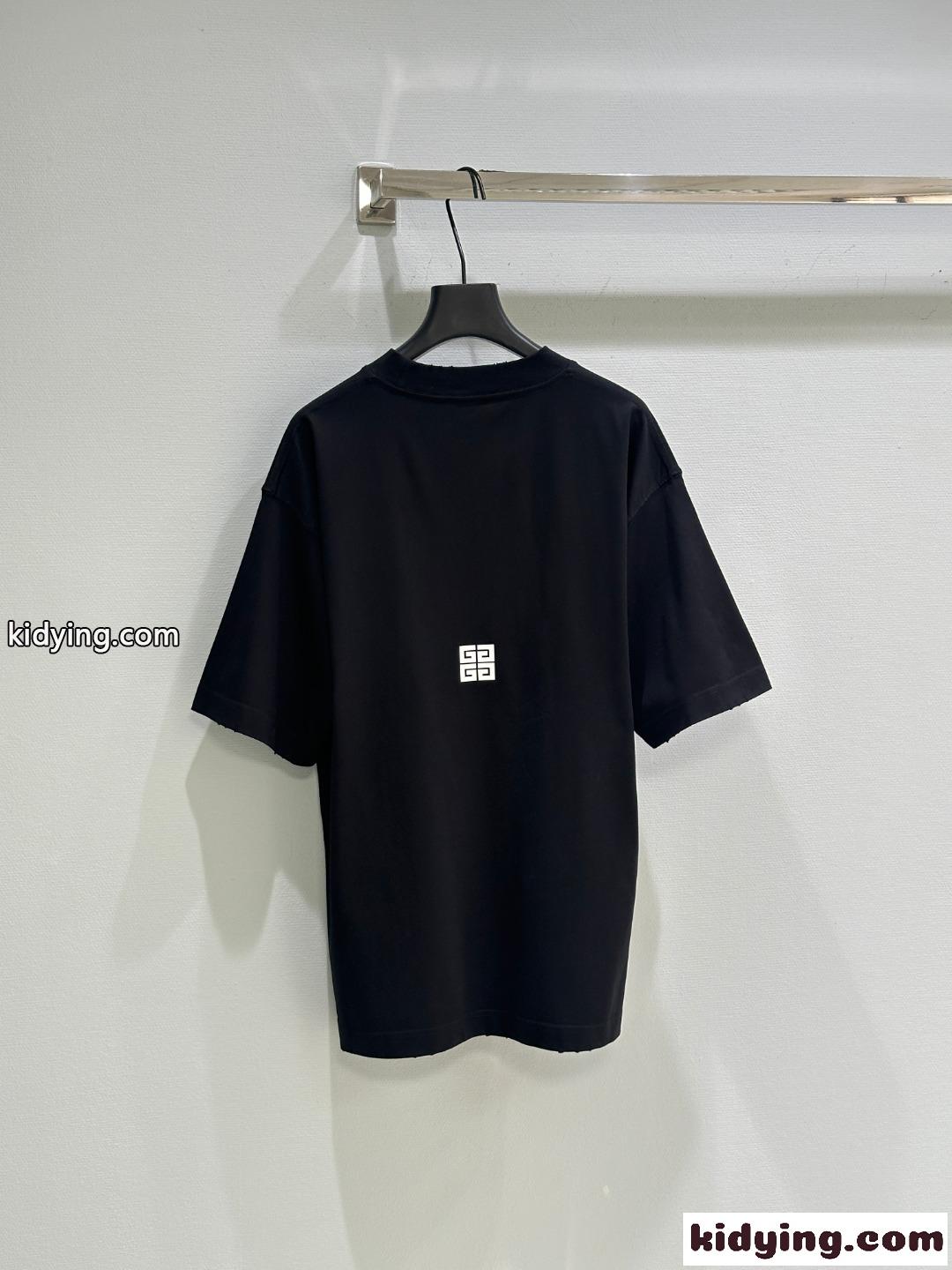 カジュアル ロゴ入り 半袖Tシャツ ジバンシィ Tシャツ コピー コットン ブラック-2