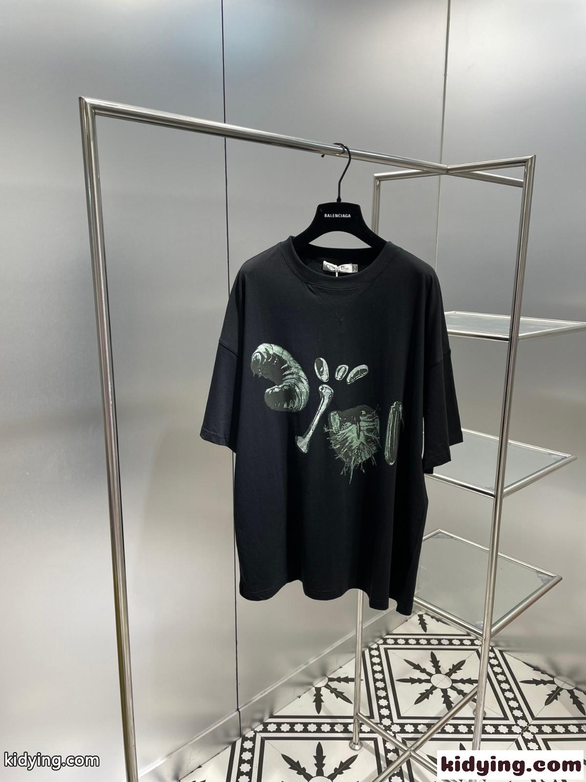 流行り ビッグシルエット 体型カバー プリント クリスチャン・ディオール Tシャツ コピー 半袖 トップス-5