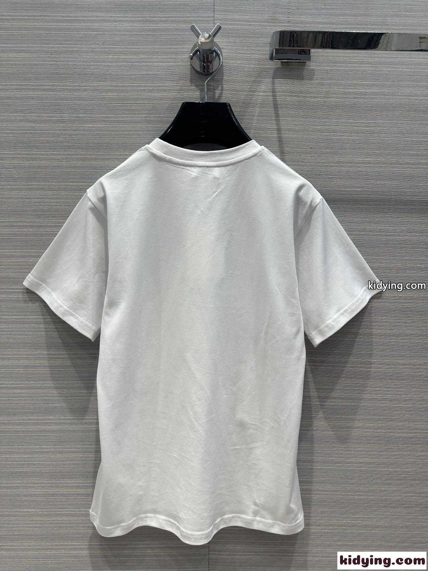 セリーヌ Tシャツ コピー シンプル プリント クルーネック 半袖 コットン ホワイト-4