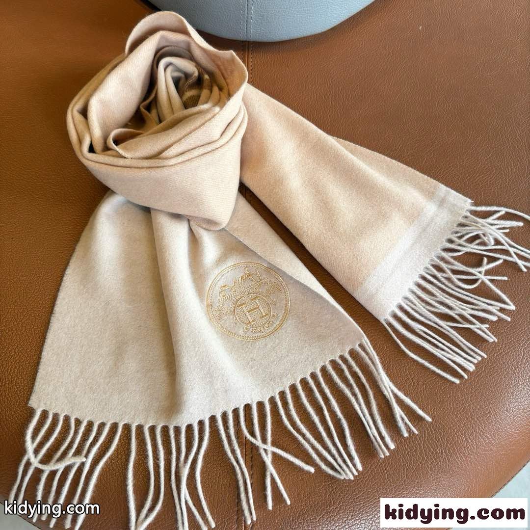 シンプル 合わせやすい ロゴ刺繍 マフラー エルメス スカーフ コピー ユニセックス-3