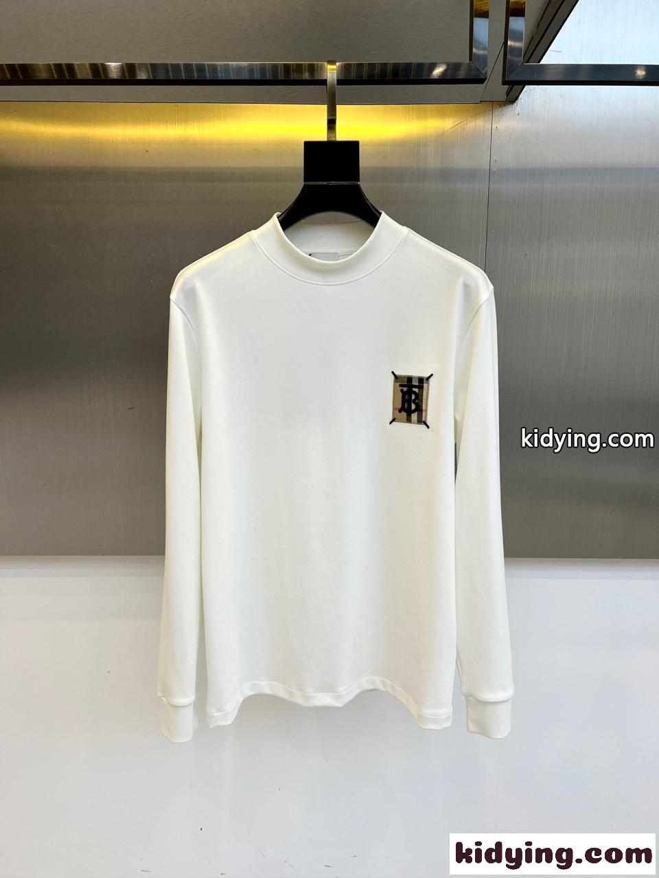 シンプル おしゃれ 長袖Tシャツ バーバリー Tシャツ 偽物 コットン ホワイト-0