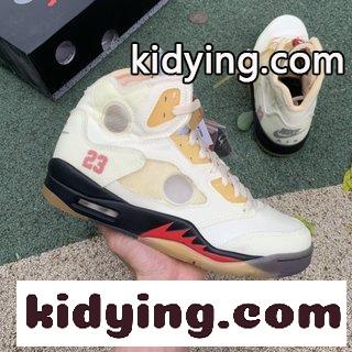 ​特給版LJR製 工場材料Air Jordan 5 X Off-White AJ5 白蝉翼ow連名型 オフホワイト 新作 シューズ コピー-0
