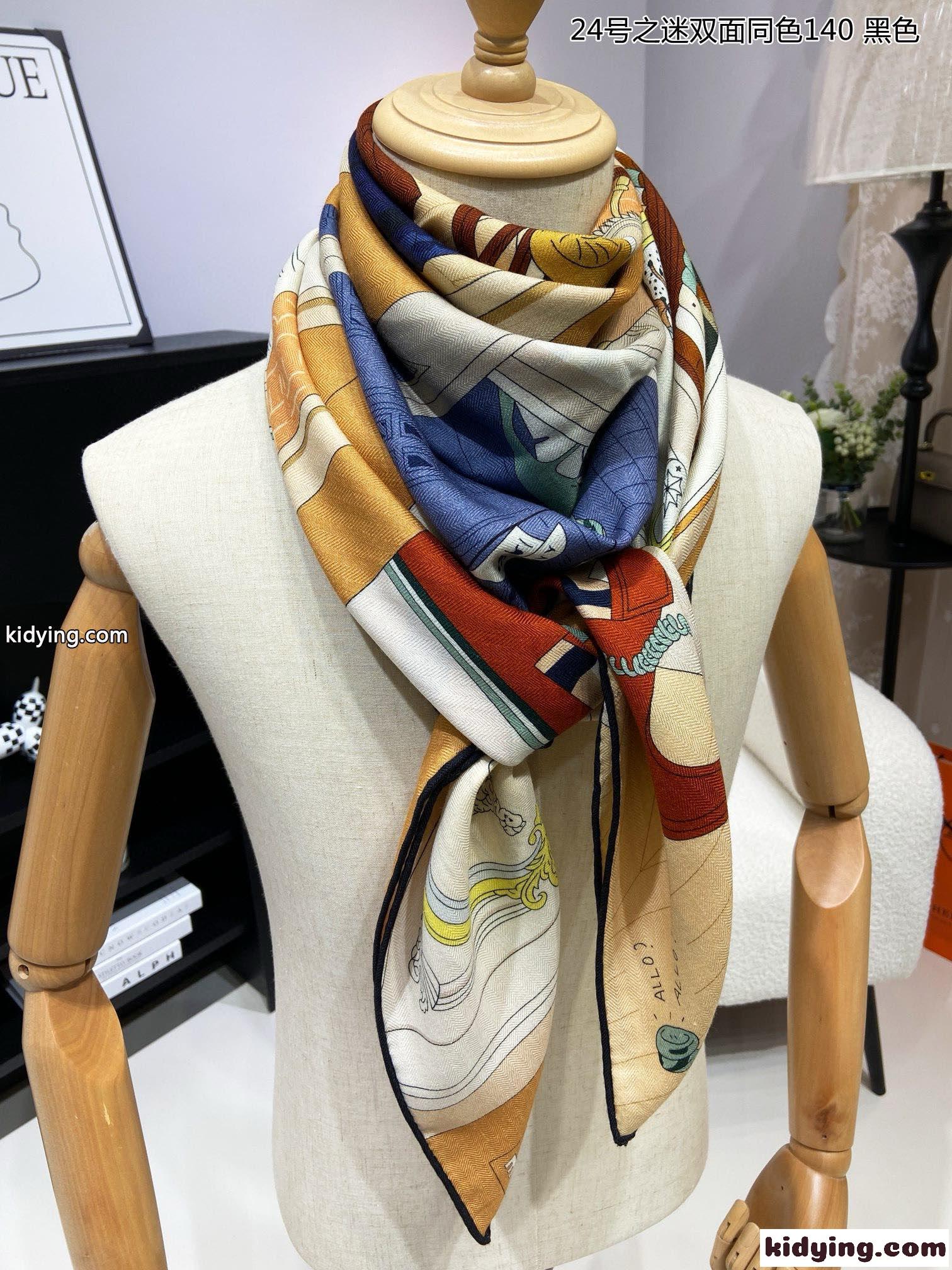 大人 エレガント エルメス スカーフ コピー プリント カシミヤ＆シルク 140cm*140cm-3