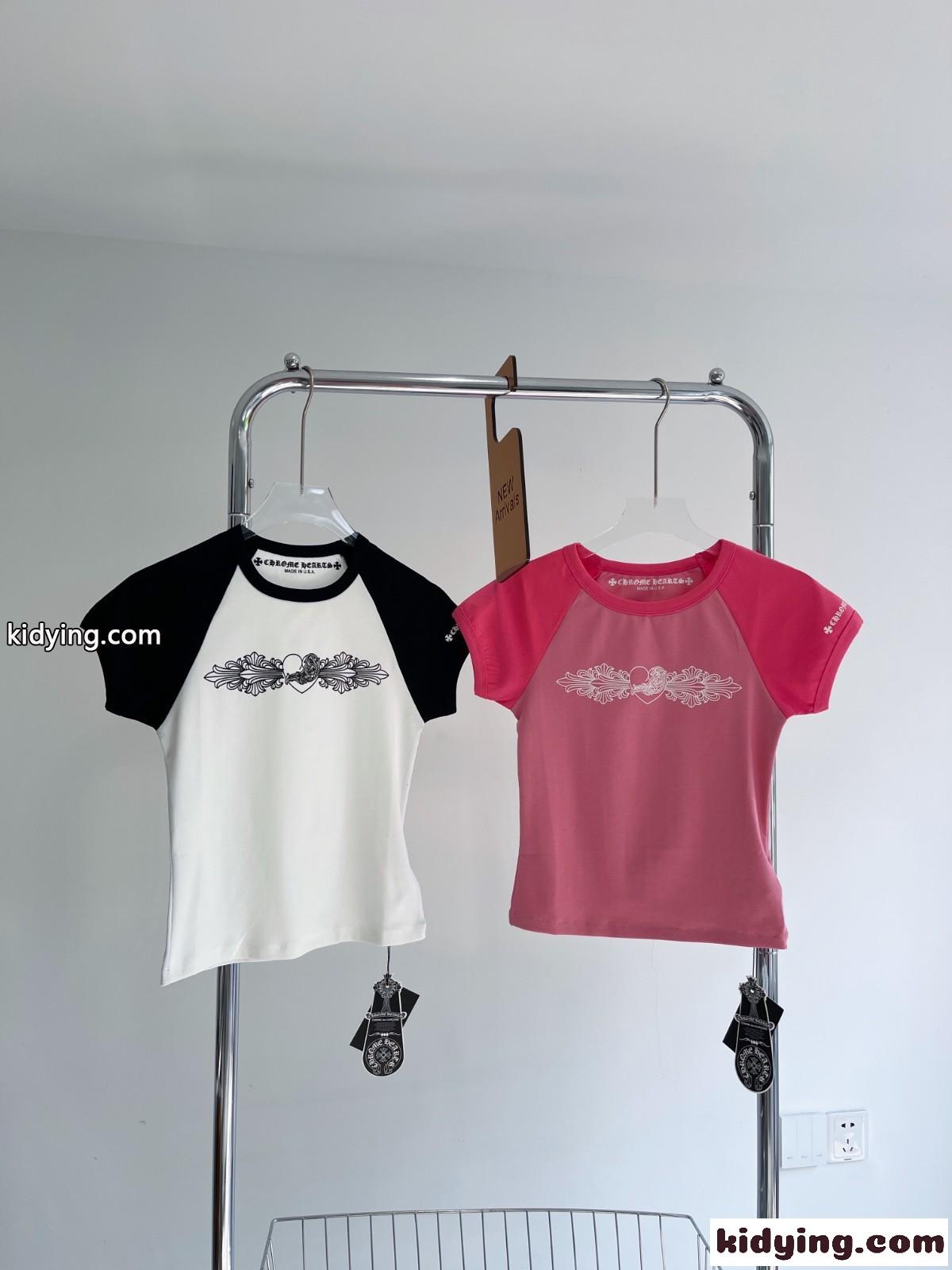 フェミニン おしゃれ バイカラー 切り替え 半袖 クロムハーツ tシャツ コピー ロゴ カジュアル スリム レディース-0