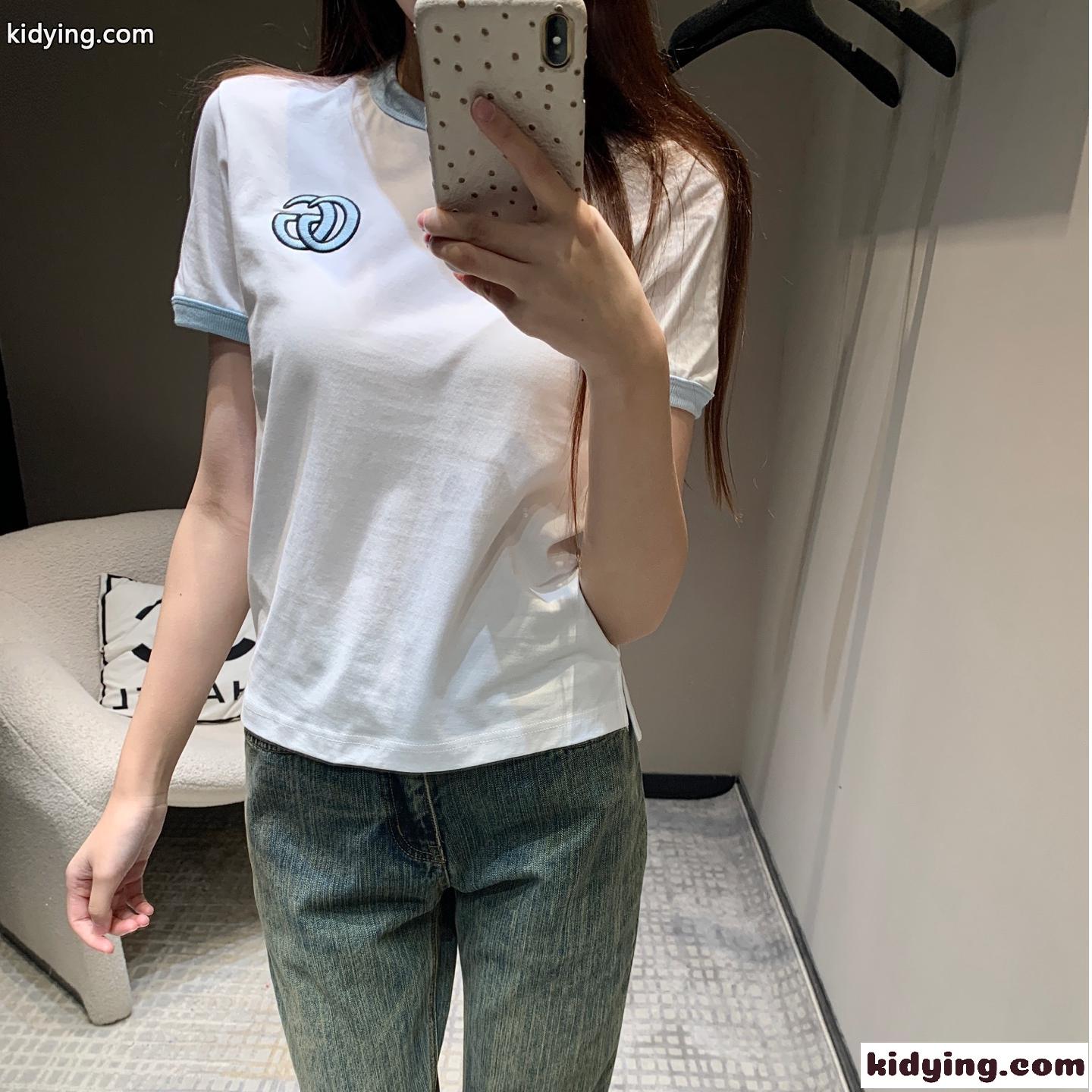 カジュアル 合わせやすい クルーネック 半袖Tシャツ グッチ Tシャツ コピー ホワイト-0