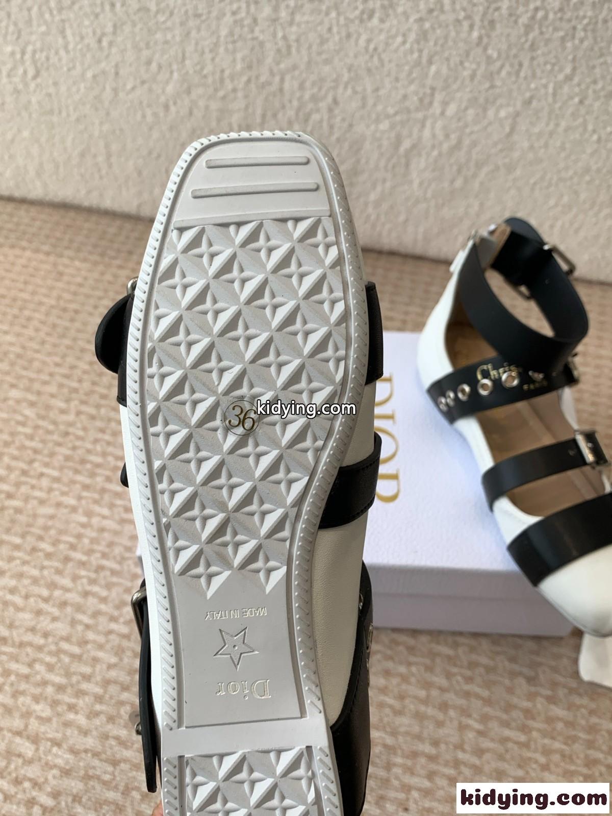 エレガント お洒落 Dior Punk バレリーナ スーパーコピー レザー ホワイト-4
