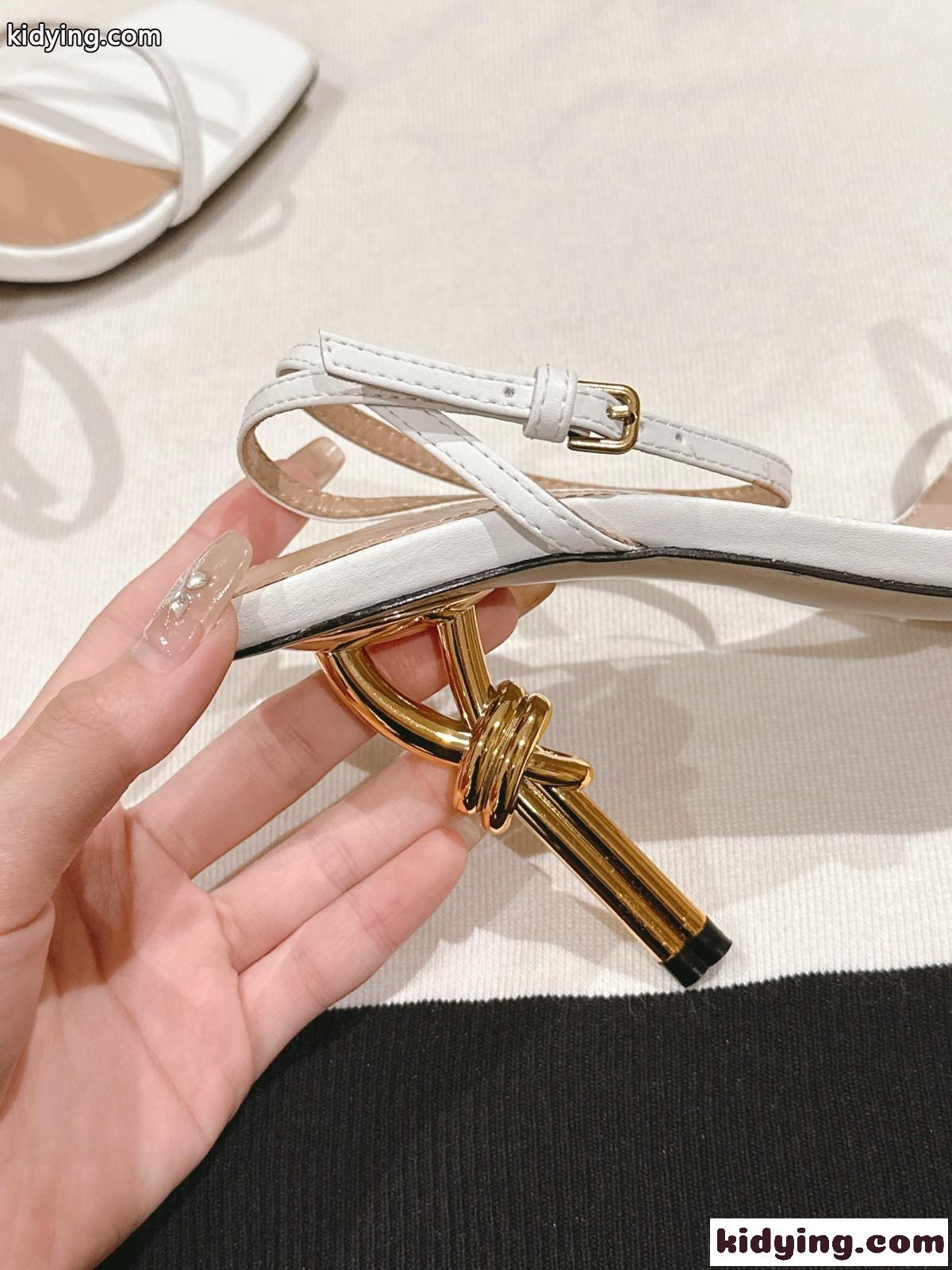 洗練された ハイヒール ノット サンダル ボッテガ・ヴェネタ サンダル スーパーコピー ホワイト-3