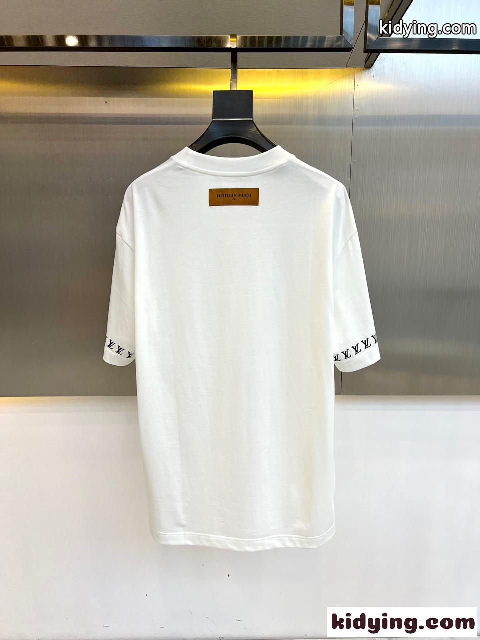 おしゃれ ロゴ ルイ・ヴィトン 半袖Tシャツ コピー クルーネック ホワイト-4