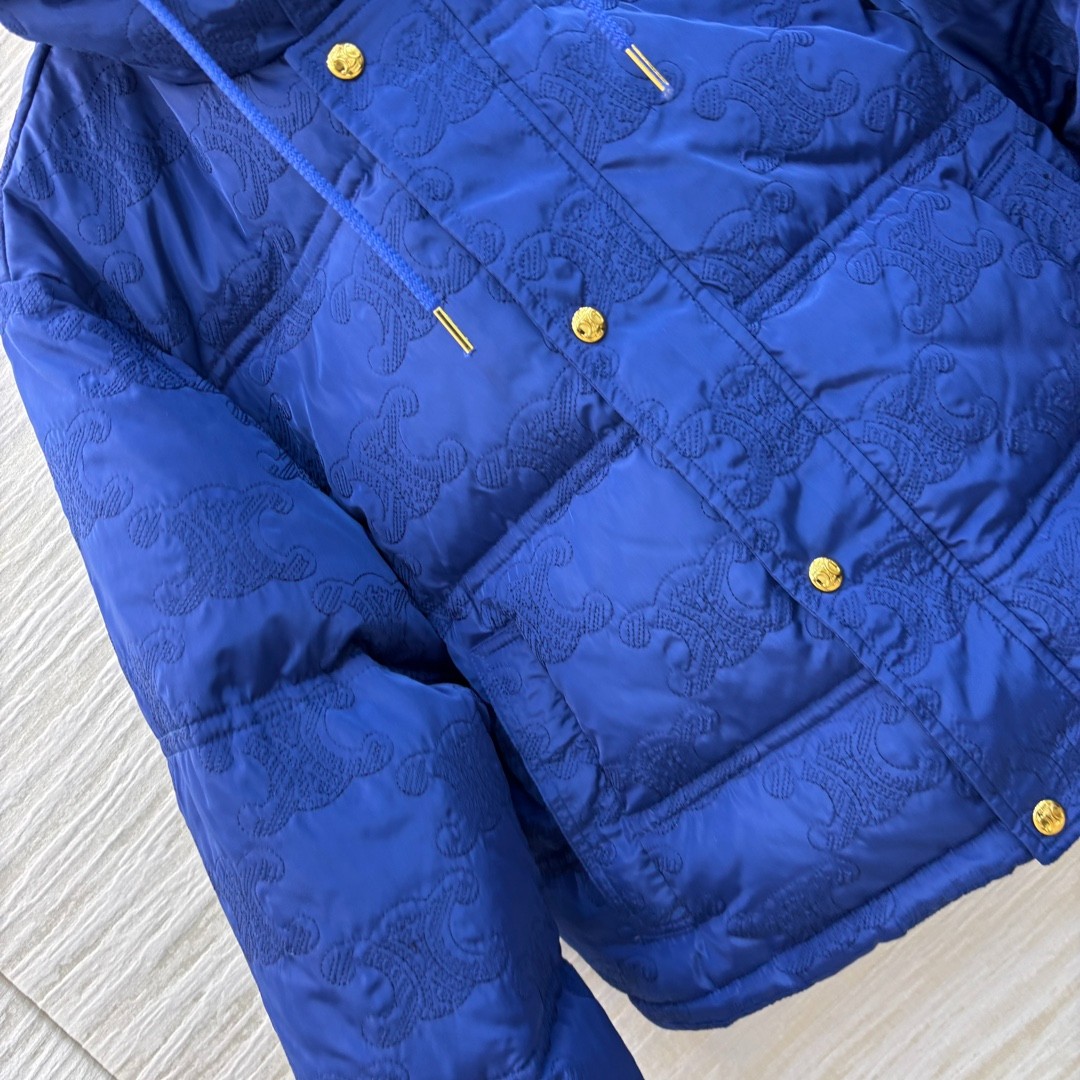 ナイロン ダウンブルゾン セリーヌ ダウンジャケット コピー フード付き アウター ブルー-4