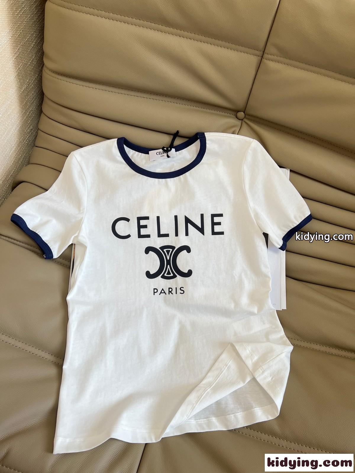 トリオンフ ロゴ プリント ラウンドネック セリーヌ Tシャツ コピー 半袖 レディース トップス-3