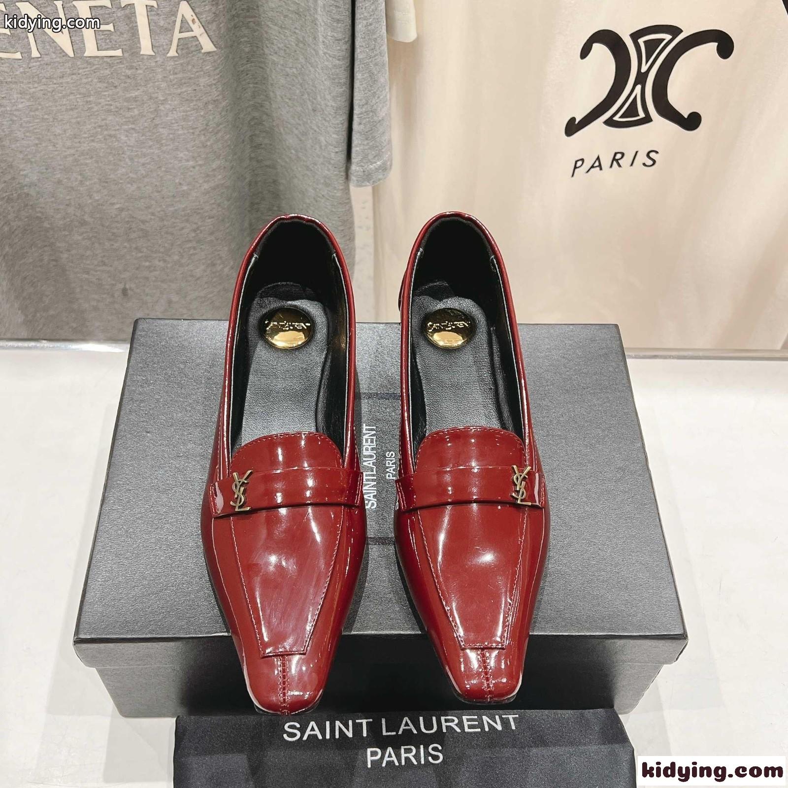 エレガント パテントレザー YSL イヴ・サンローラン ポピー バレリーナ スーパーコピー レッド-2