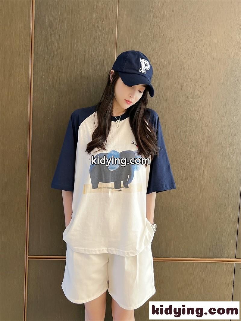 オーバーサイズ 可愛い プリント 人気 ミュウミュウ 半袖tシャツ コピー カジュアル バイカラー-2