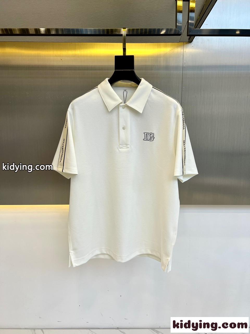 定番 カジュアル コットンピケ ポロシャツ ドルチェ&ガッバーナ Tシャツ コピー ホワイト-0
