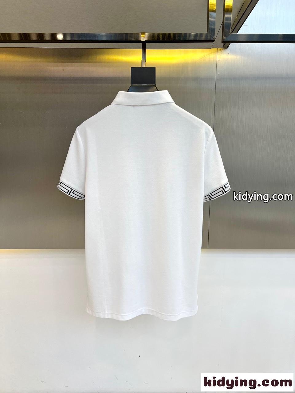 定番 コットンピケ 半袖 ポロシャツ ヴェルサーチェ Tシャツ 偽物 ホワイト-0