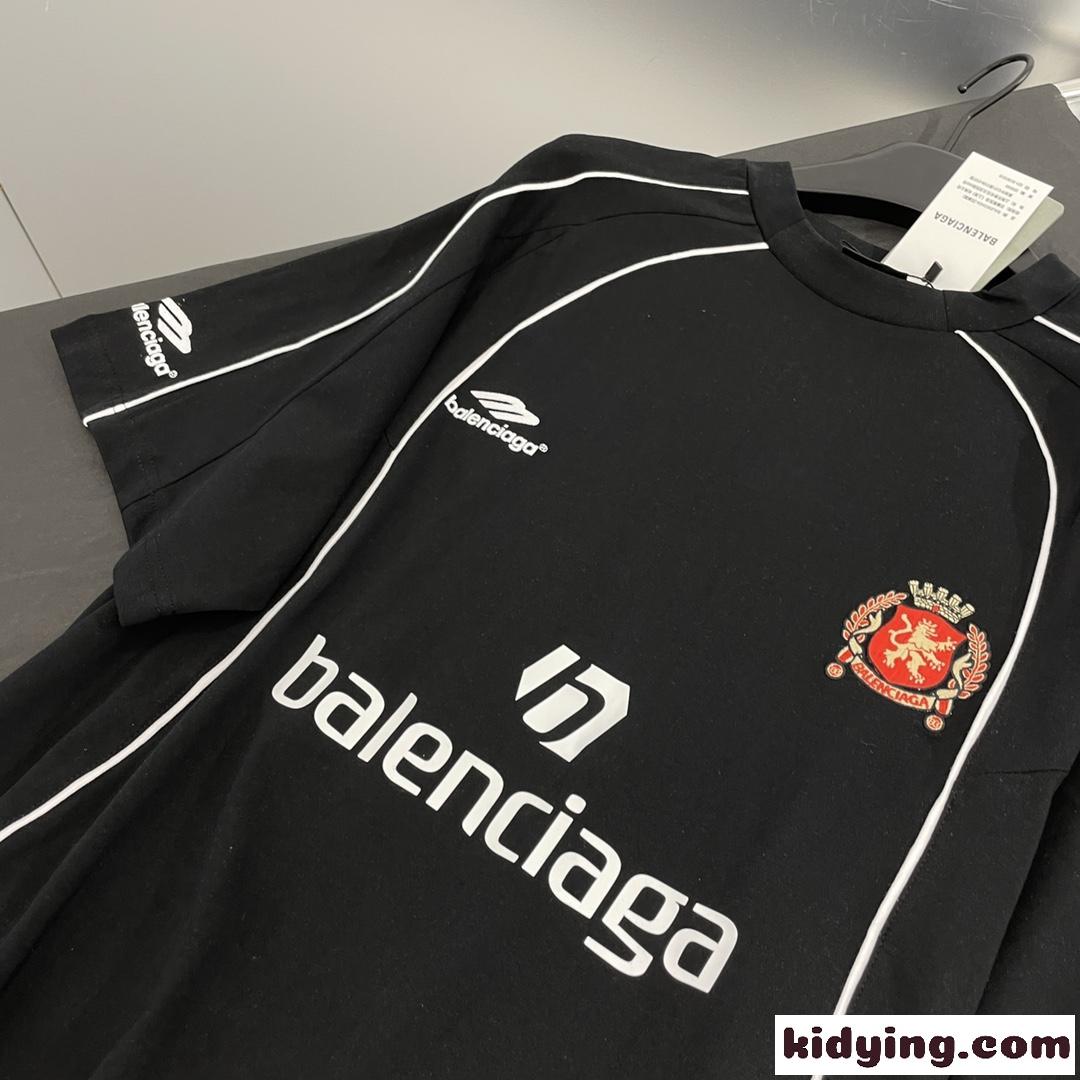 ユニセックス オーバーサイズ PARIS SOCCER 半袖Tシャツ バレンシアガ Tシャツ 偽物 ブラック-3