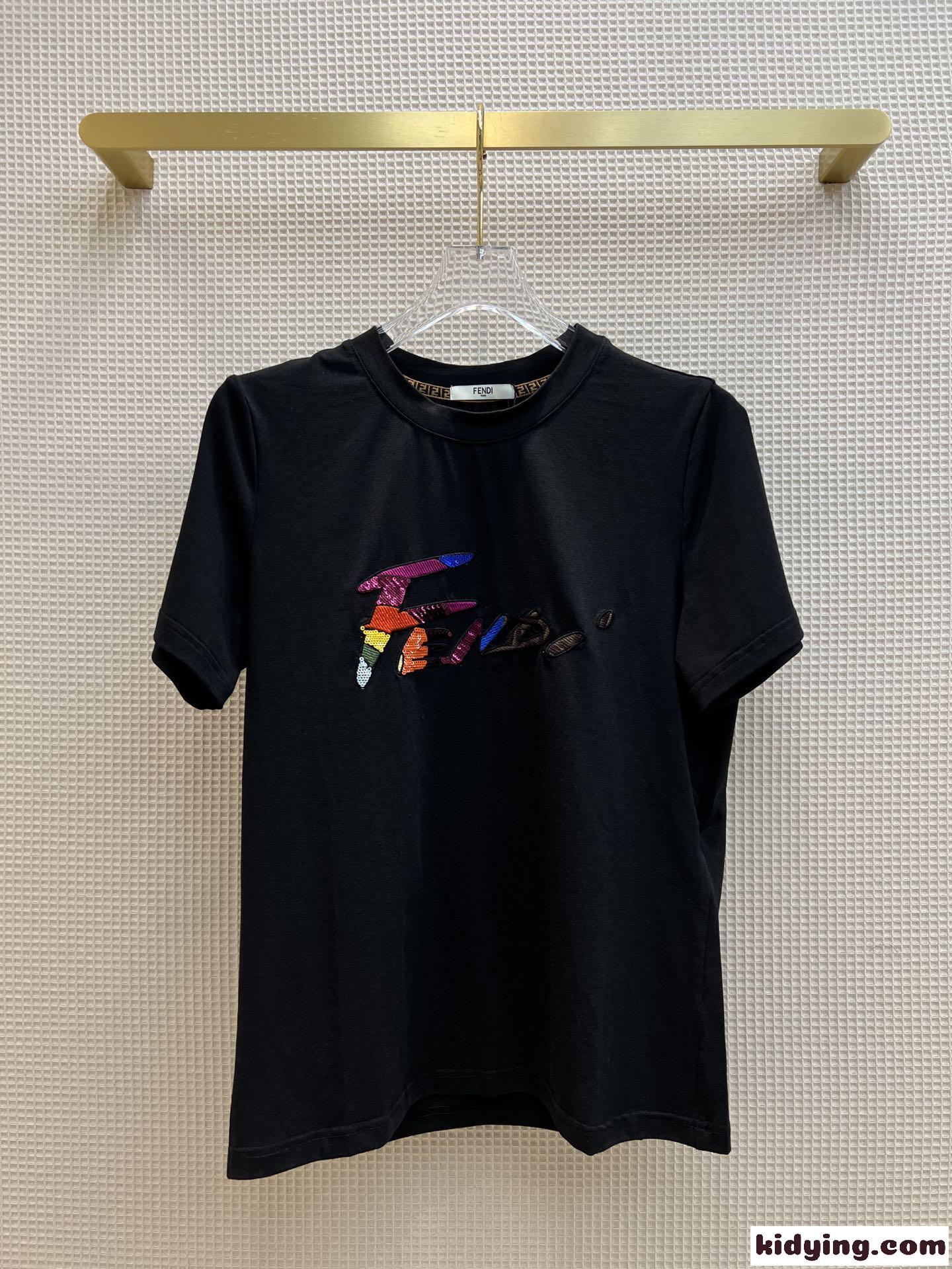 おしゃれ ロゴ コットン 着心地いい クルーネック 半袖 トップス フェンディ Tシャツ コピー レディース 春夏 定番-3