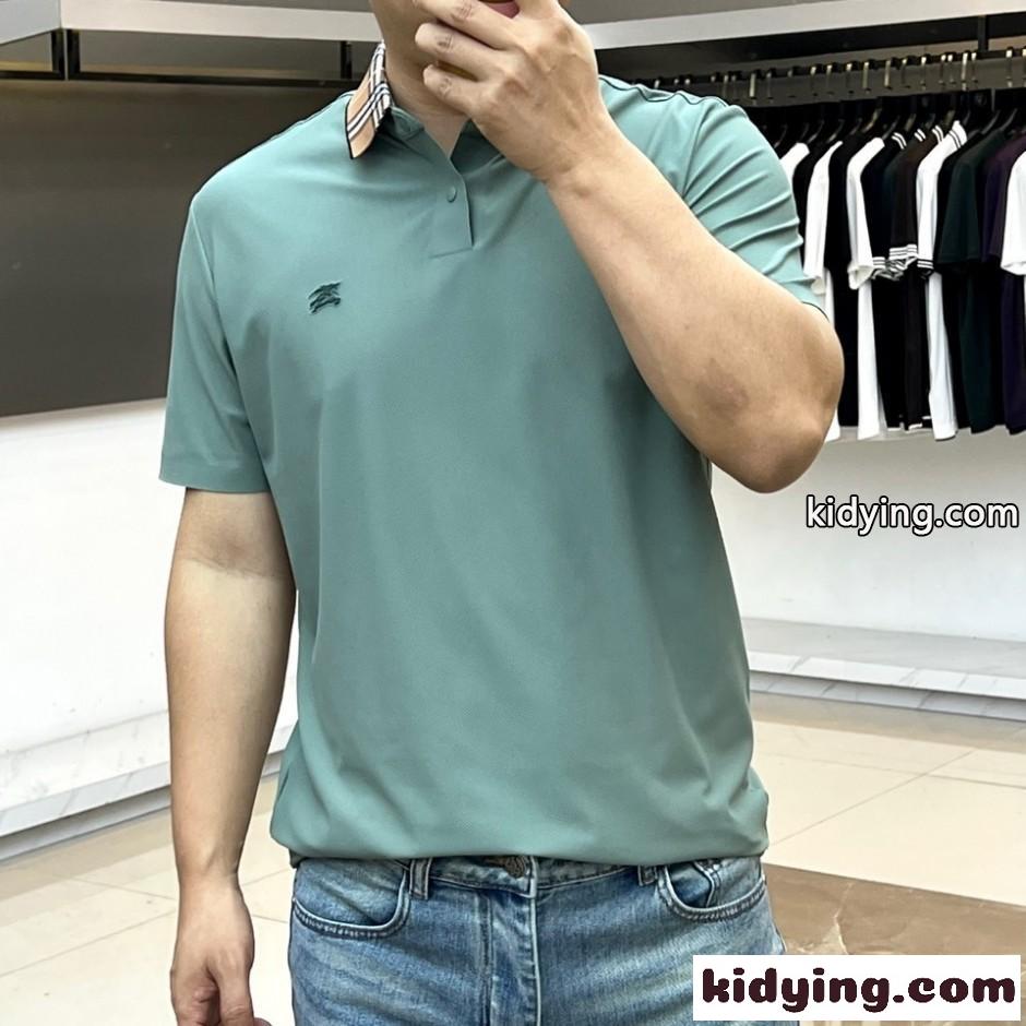 バーバリー Tシャツ 偽物 シンプル 上品 半袖 ポロシャツ グリーン-0