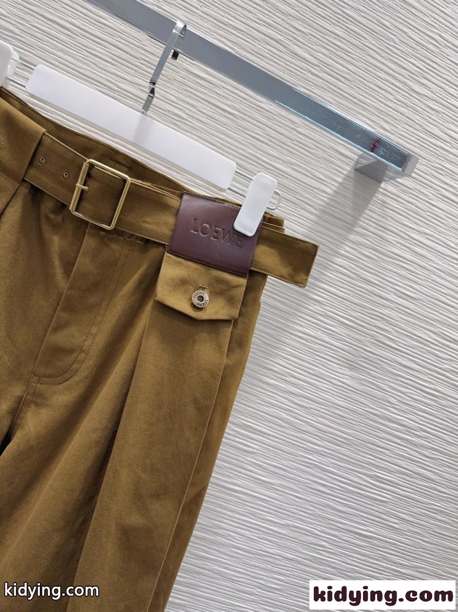 スタイリッシュ カジュアル ロエベ ベルト付き パンツ スーパーコピー-3