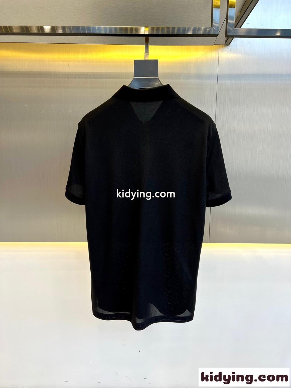 クラシック バーバリー 半袖Tシャツ コピー コットンピケ ポロシャツ ブラック-4