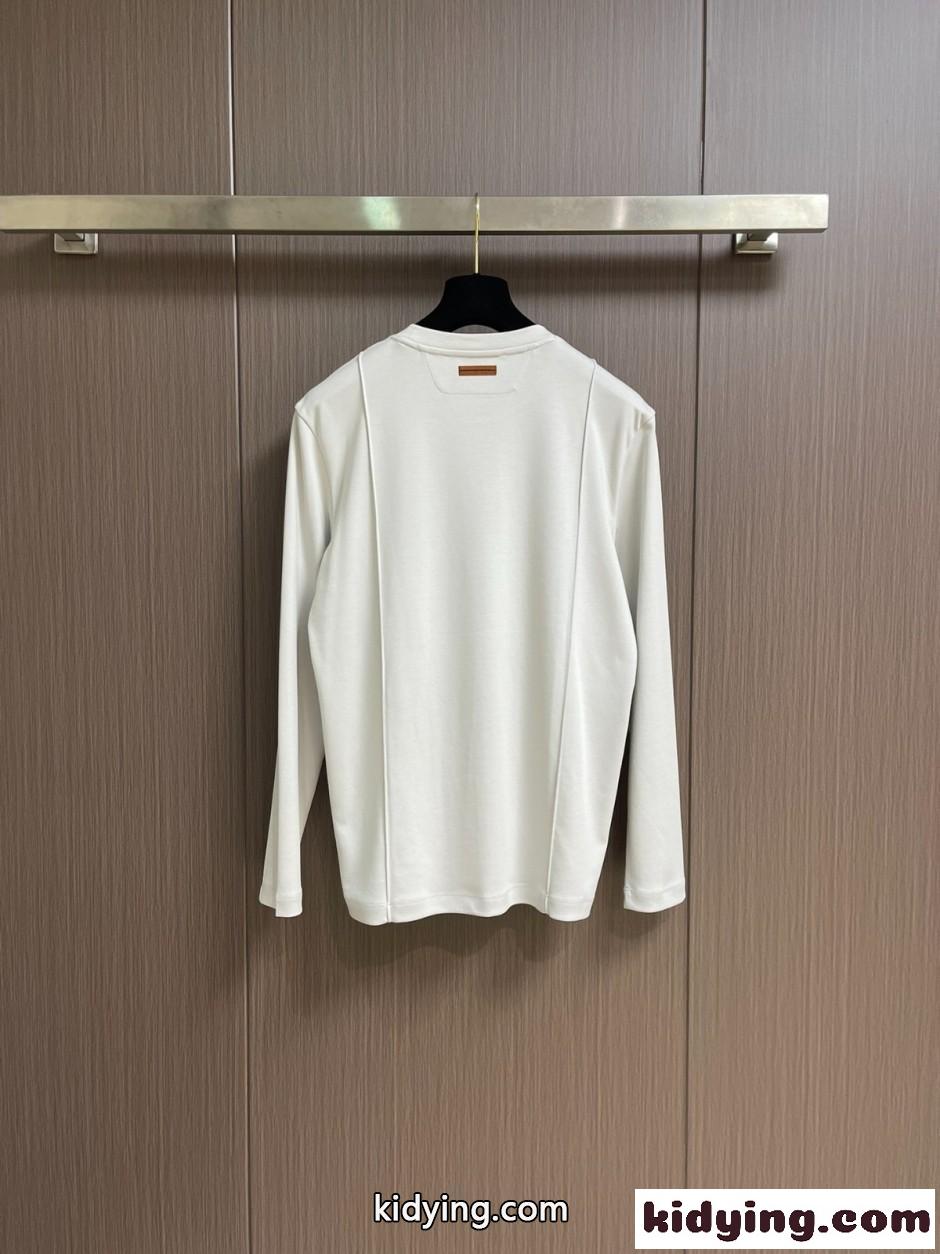 エルメネジルド・ゼニア Tシャツ 偽物 洗練された シンプル コットン 長袖Tシャツ-1
