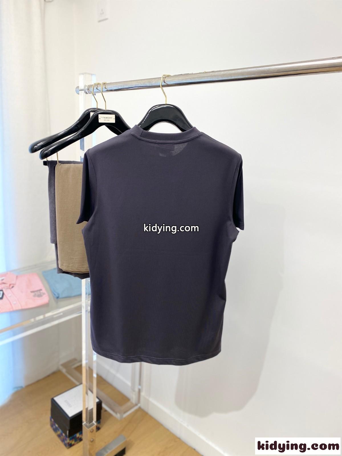 ベーシック ロゴプリント コットンTシャツ アルマーニ 半袖Tシャツ コピー グレー-4