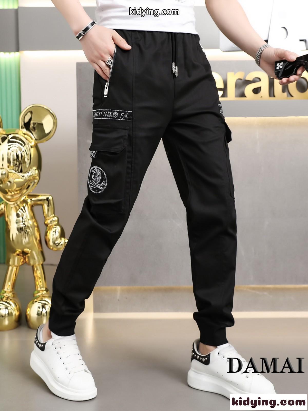 カジュアル お洒落 動きやすい フィリッププレイン カジュアルパンツ コピー メンズ ズボン 定番 人気 ブラック-1