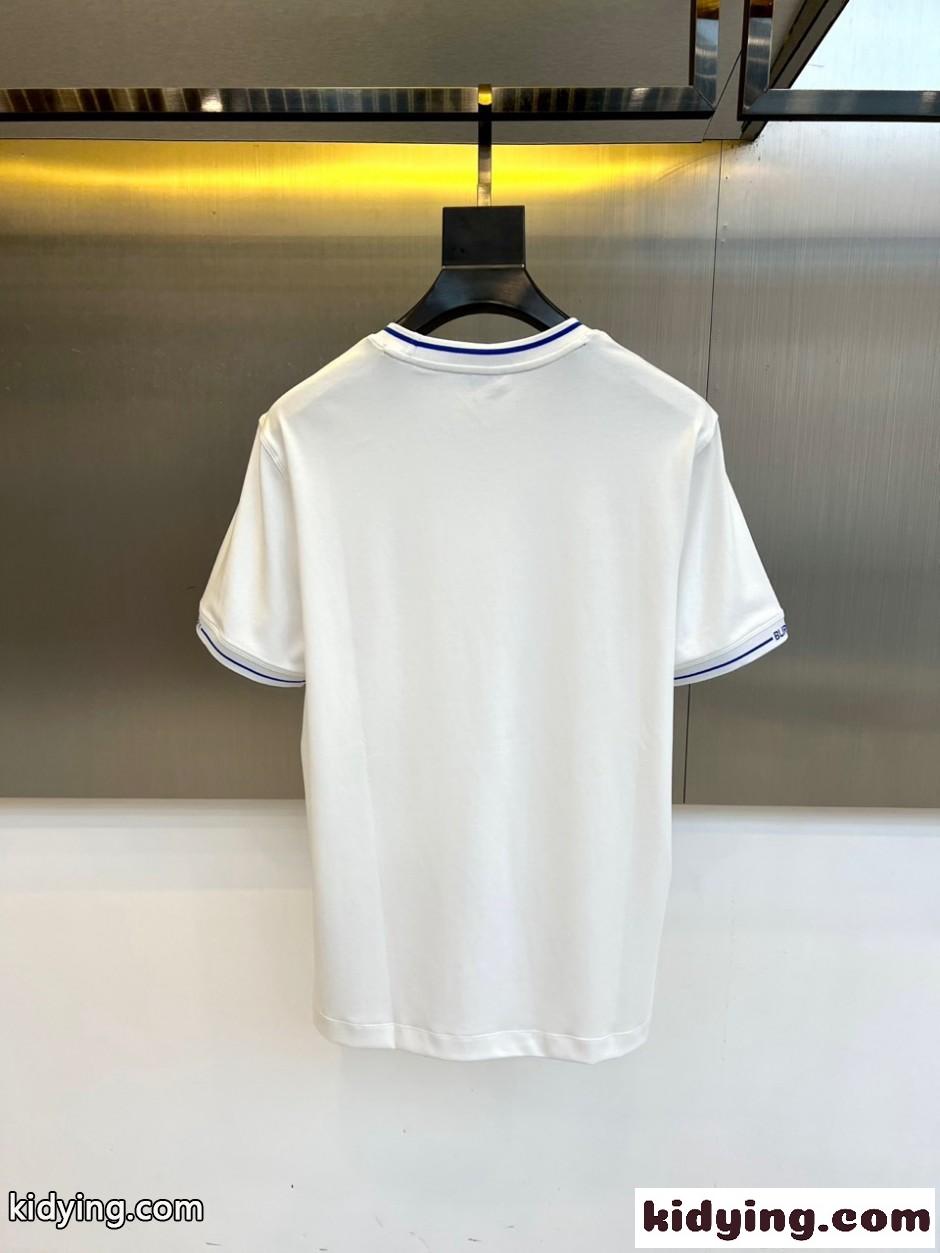 シンプル ロゴ刺繍 コットン 半袖Tシャツ バーバリー Tシャツ 偽物 ホワイト-2
