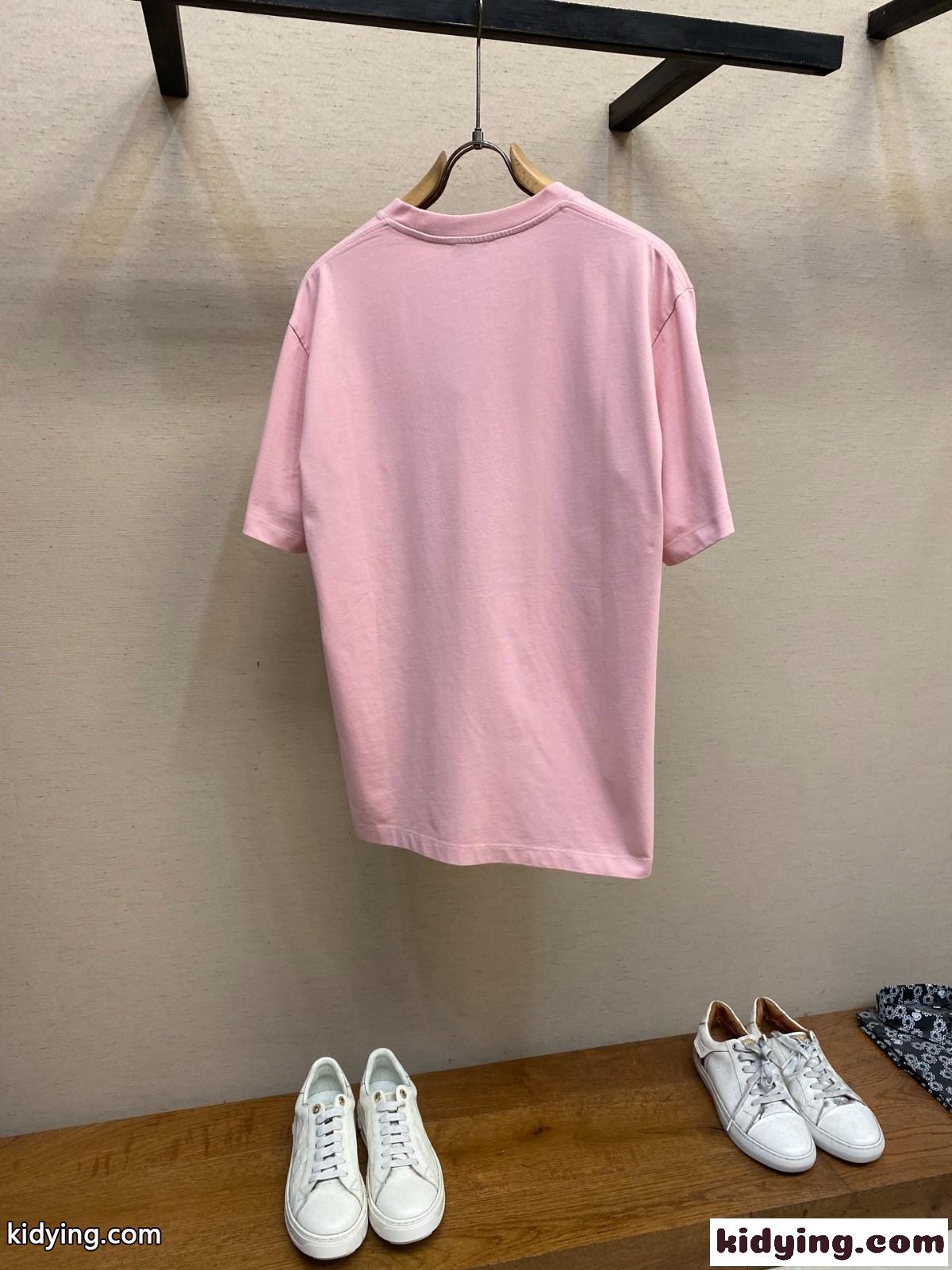 リラックスフィット コットンTシャツ ロエベ Tシャツ コピー 半袖トップス ピンク-2