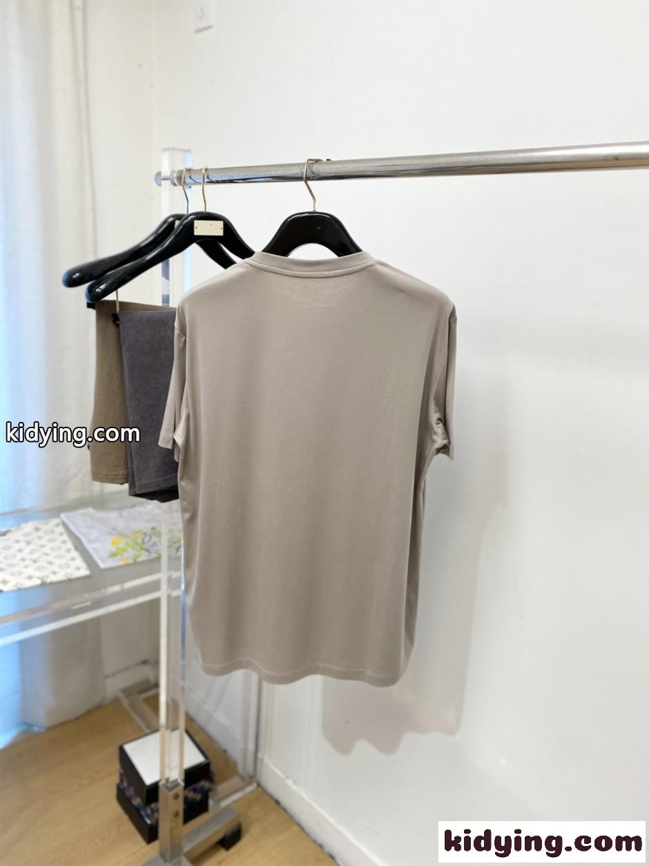 異素材ディテール クルーネック 半袖Tシャツ エルメス Tシャツ 偽物 グレージュ-4
