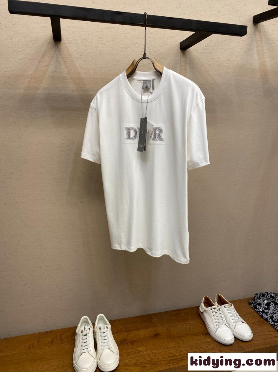カジュアル 洗練された コットン 半袖Tシャツ クリスチャン・ディオール Tシャツ 偽物 ホワイト-0