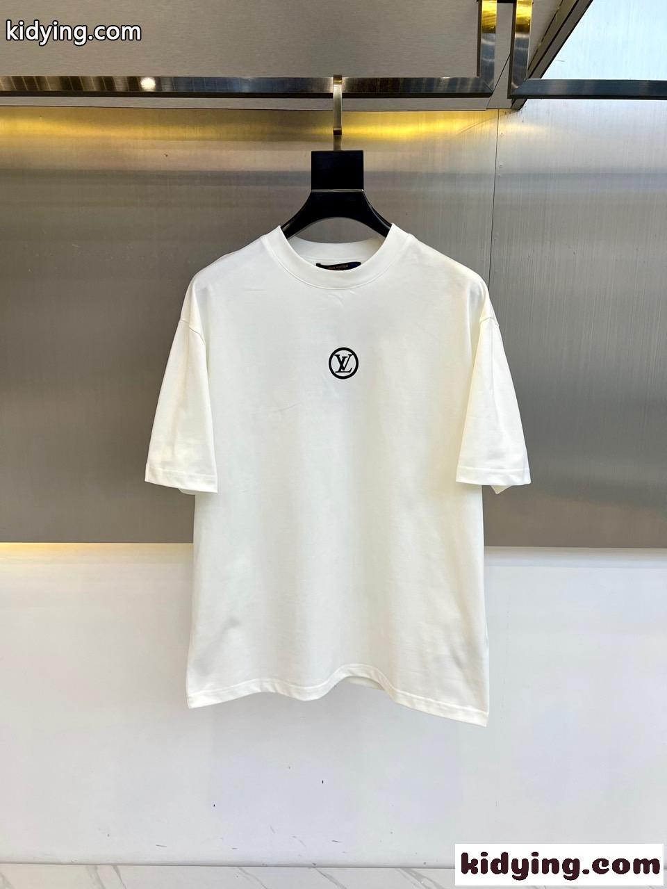 カジュアル ロゴ コットン 半袖Tシャツ ルイ・ヴィトン Tシャツ コピー ホワイト-0
