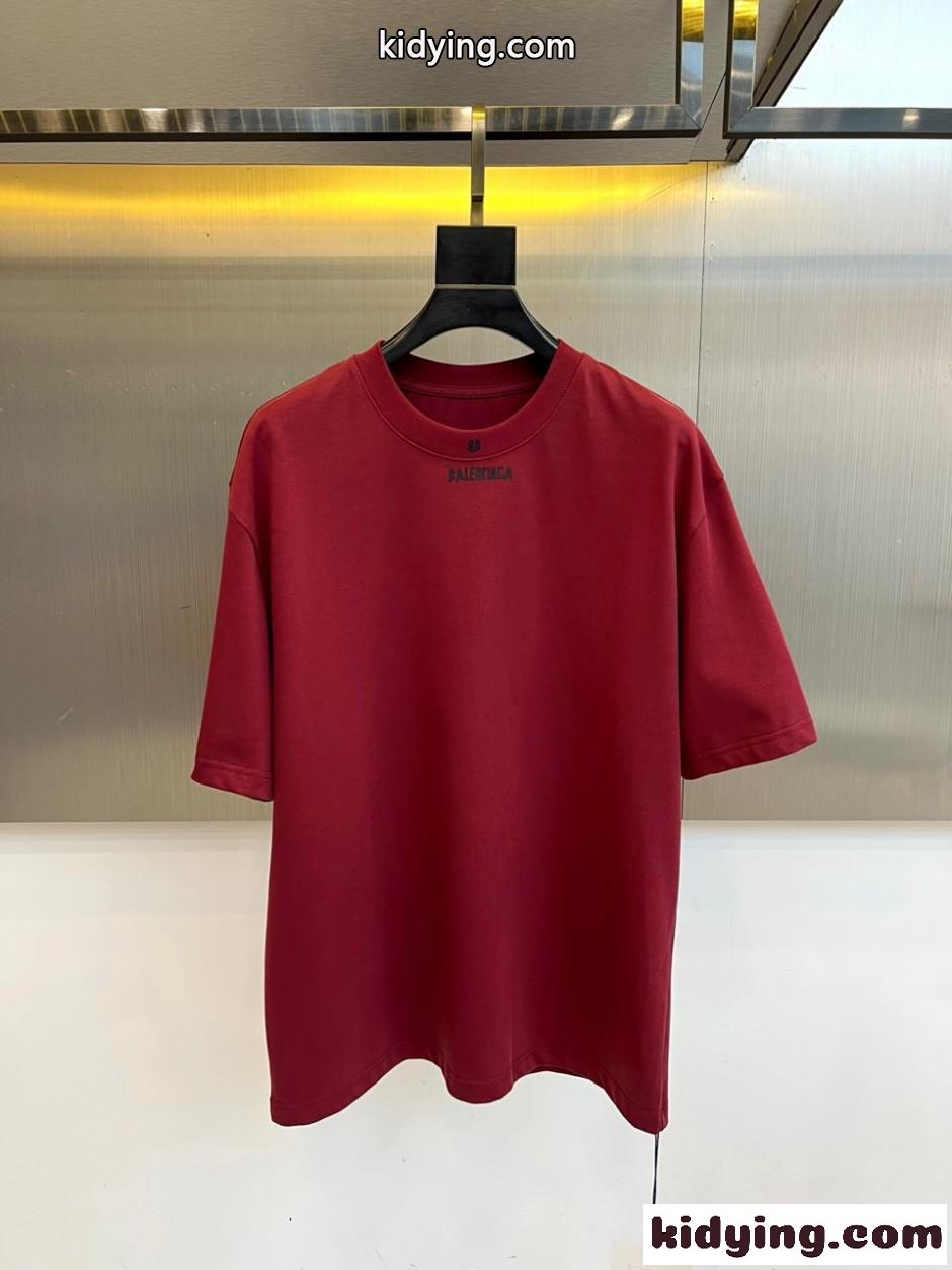ミニロゴ オーバーサイズ 半袖Tシャツ バレンシアガ Tシャツ 偽物 レッド-1