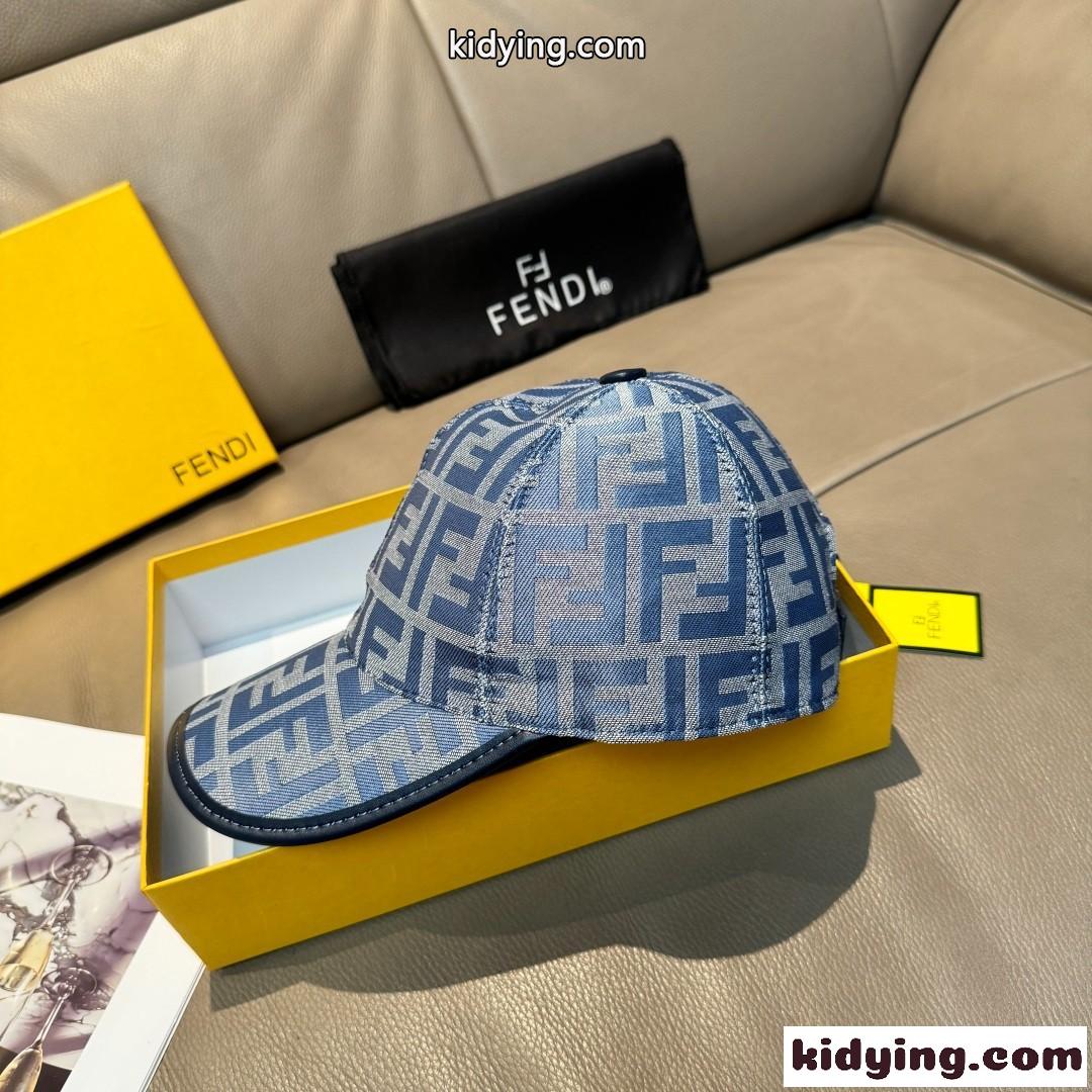 フェンディ キャップ 偽物 お洒落 上品 FF総柄 ベースボールキャップ ブルー-2