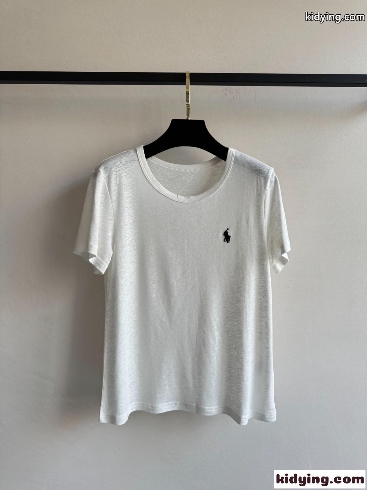 シンプル リネン＆コットン半袖Tシャツ ラルフローレン Tシャツ コピー ホワイト-0