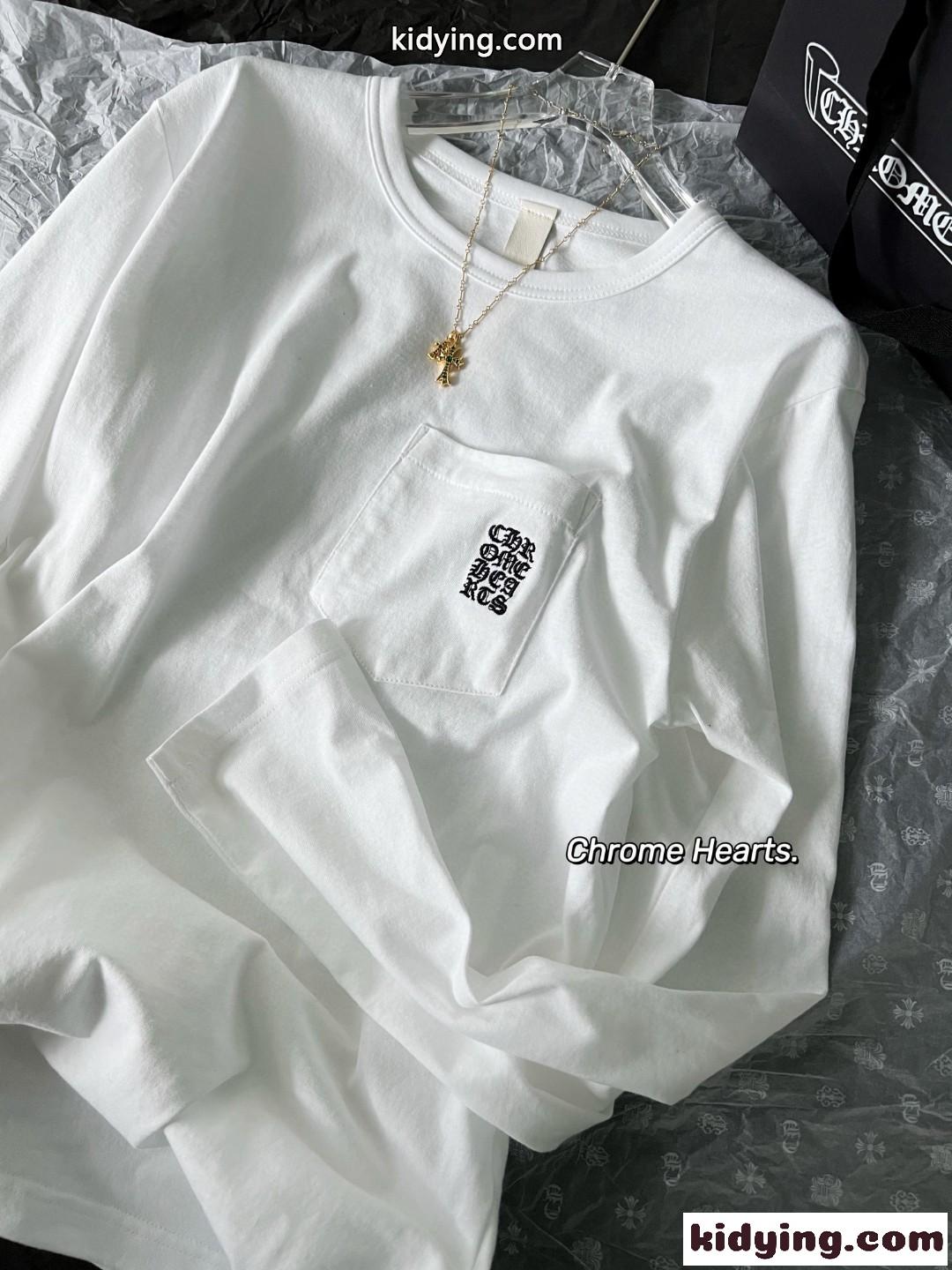 おしゃれ カジュアル ロゴ 刺繍 クルーネック クロムハーツ tシャツ コピー 長袖 定番 人気 着心地いい 合わせやすい-3