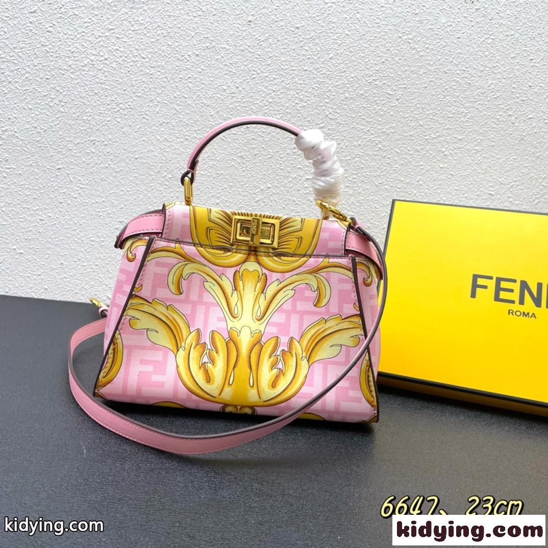 FENDI × VERSACE フェンダーチェ レディース エレガント フェンディ バッグ 人気 コピー プリント ハンドバッグ-2
