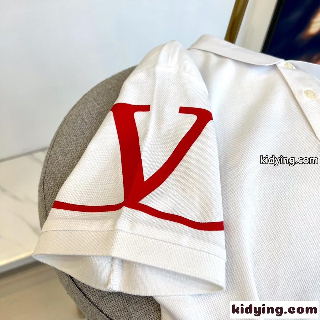 定番 人気 カジュアル コットンピケ Vロゴ 半袖ポロシャツ ヴァレンティノ Tシャツ コピー ホワイト-4