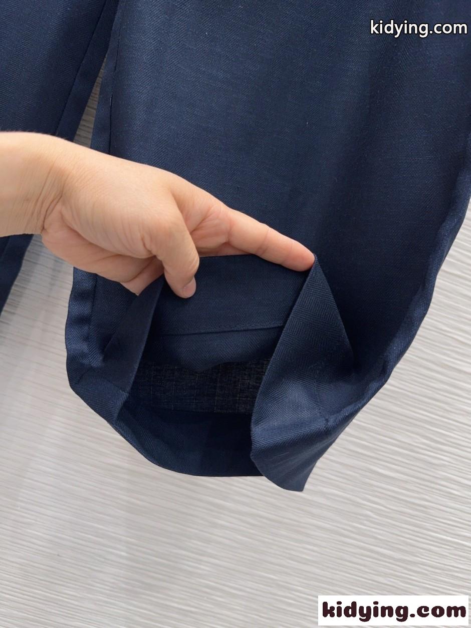 上品 カジュアル リネンパンツ シャネル パンツ コピー ネイビー-1