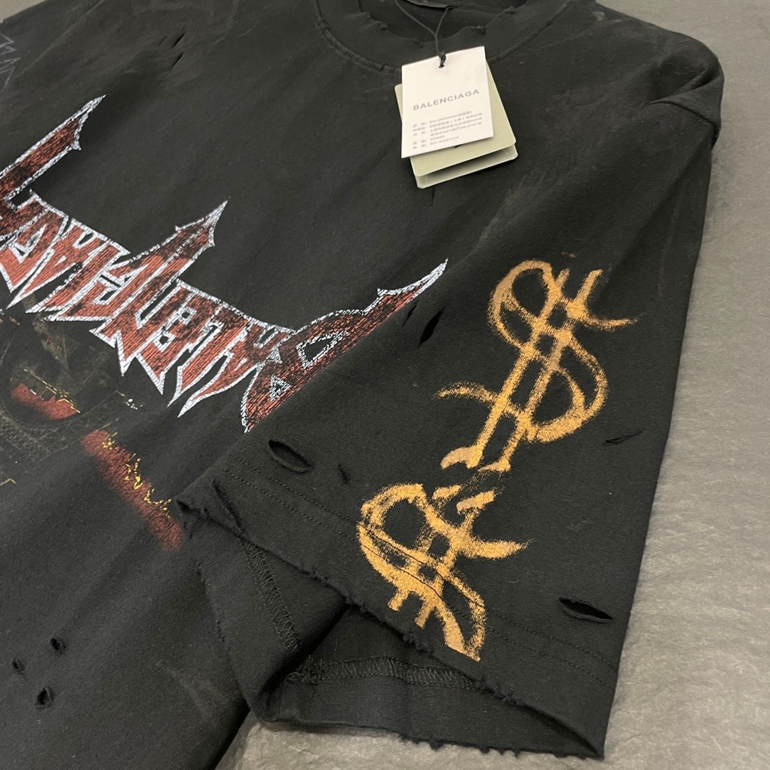 ユニセックス バレンシアガ PARIS MOON UPSIDE DOWN Tシャツ オーバーサイズ コピー-4