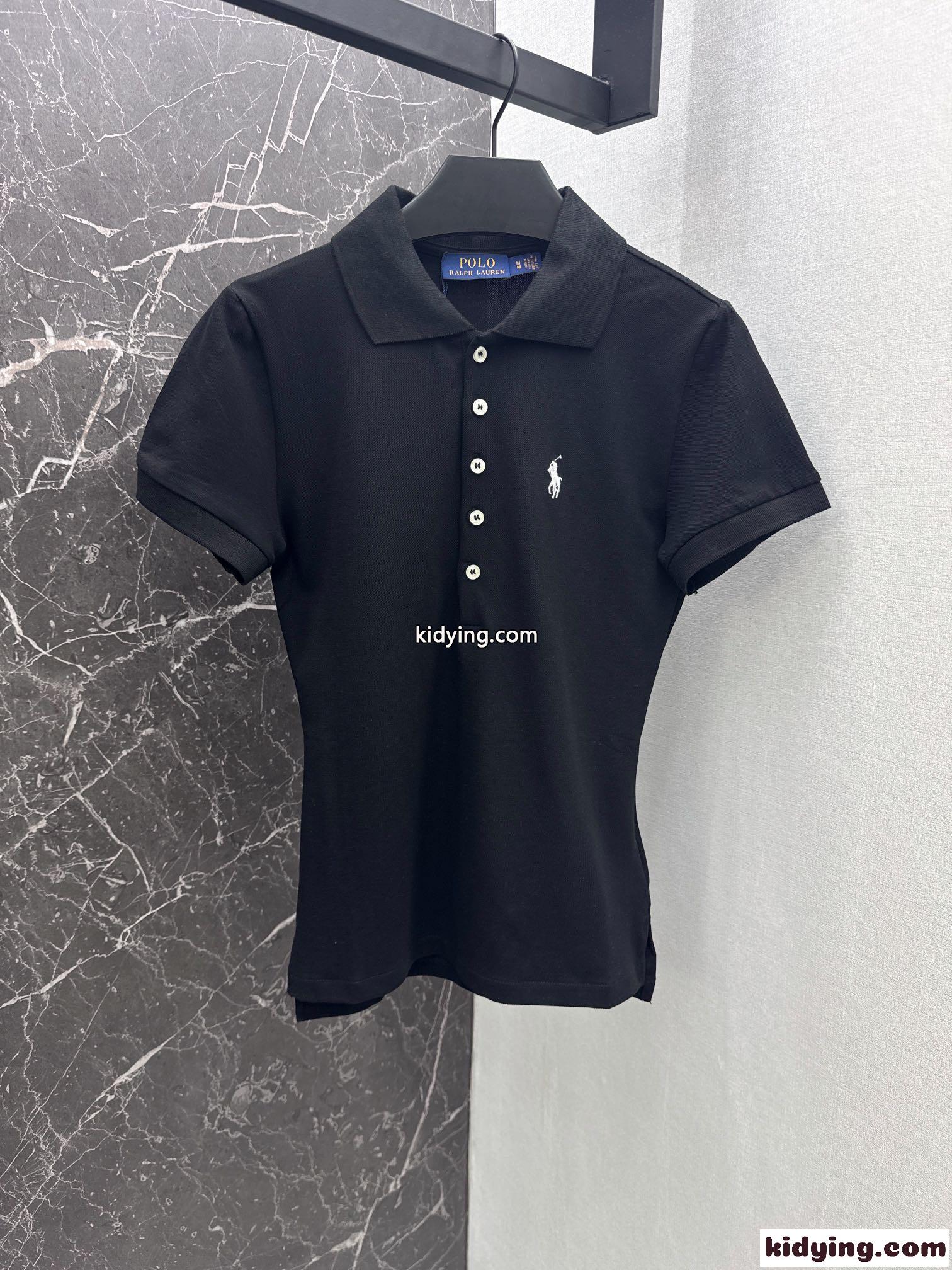 スリム フィット ストレッチ ポロシャツ ラルフローレン 半袖Tシャツ コピー ブラック-2