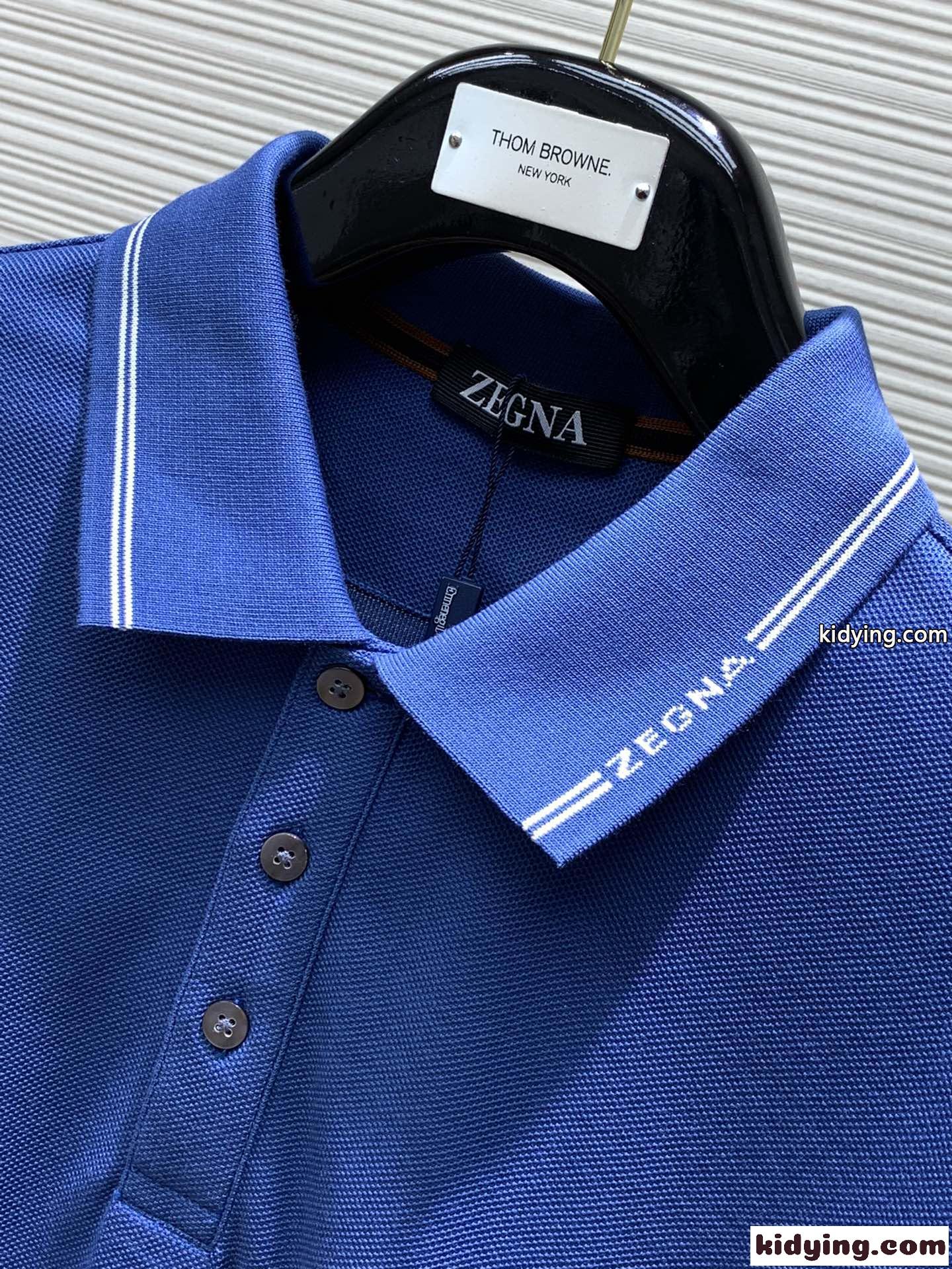 エルメネジルド・ゼニア Tシャツ コピー カジュアル コットン 半袖 ポロシャツ ブルー-2