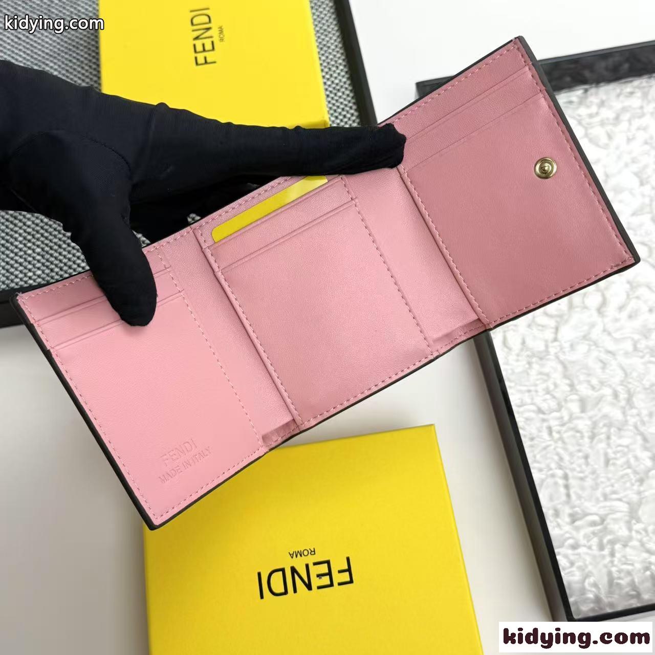 人気 コンパクト 三つ折り財布 フェンディ 財布 スーパーコピー ウォレット ピンク-5