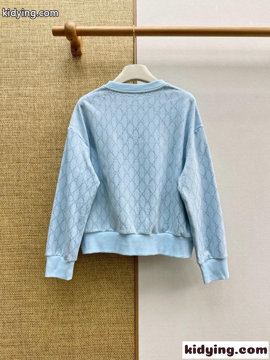 ラインストーン GG クルーネック スウェットシャツ グッチ Tシャツ コピー ブルー-5