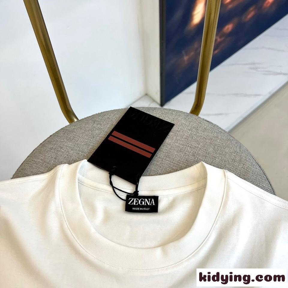 シンプル エルメネジルド・ゼニア 半袖Tシャツ コピー クルーネック ホワイト-4
