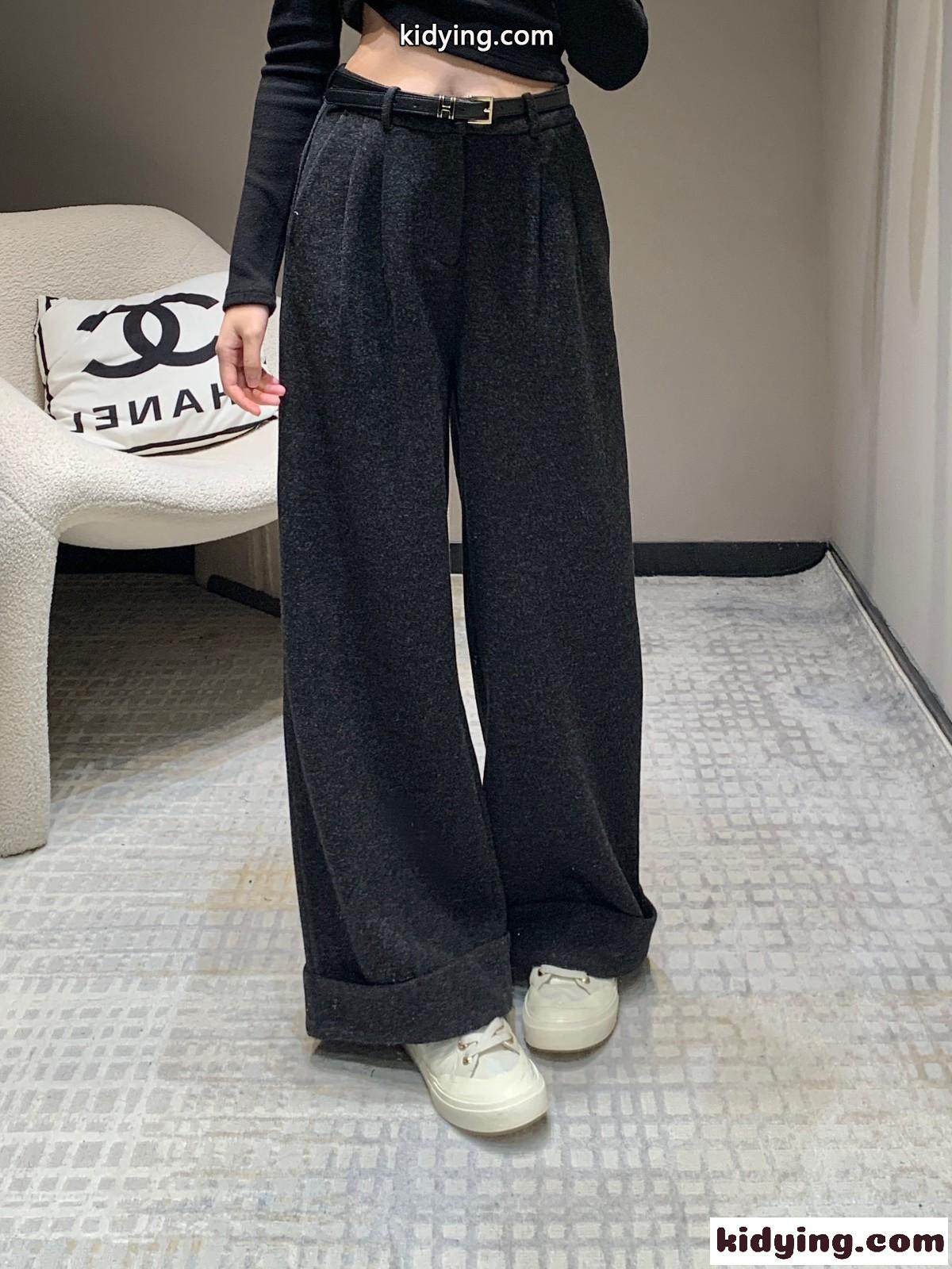大人 カジュアル ゆったり ワイドパンツ エルメス パンツ コピー グレー-0