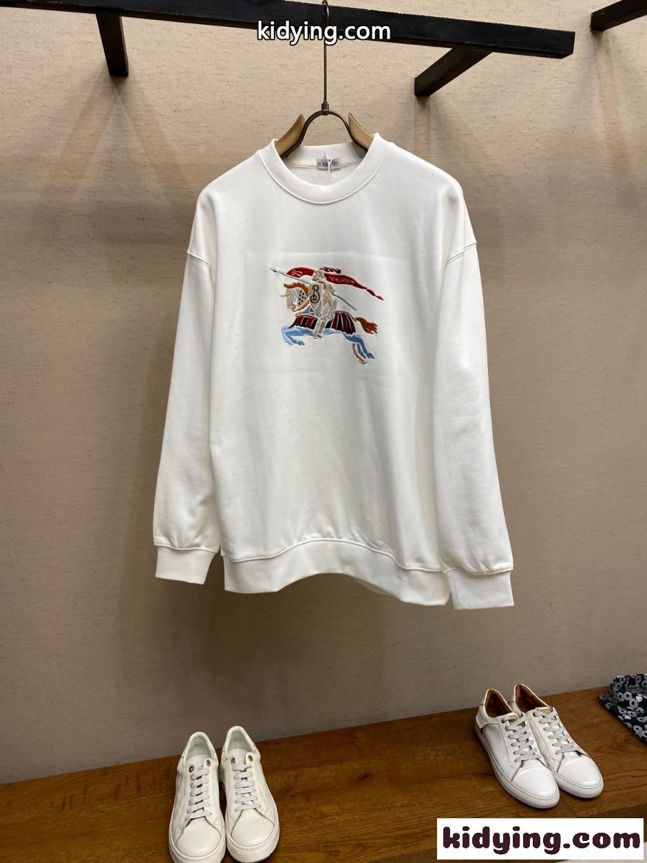 EKD コットン スウェットシャツ バーバリー Tシャツ 偽物 クルーネック ホワイト-0