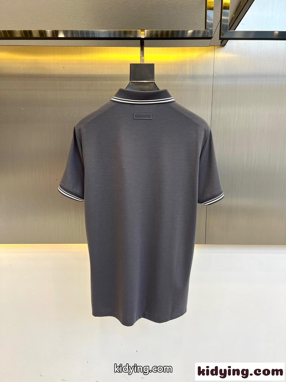定番 カジュアル コットンピケ ポロシャツ ドルチェ&ガッバーナ Tシャツ コピー グレー-3