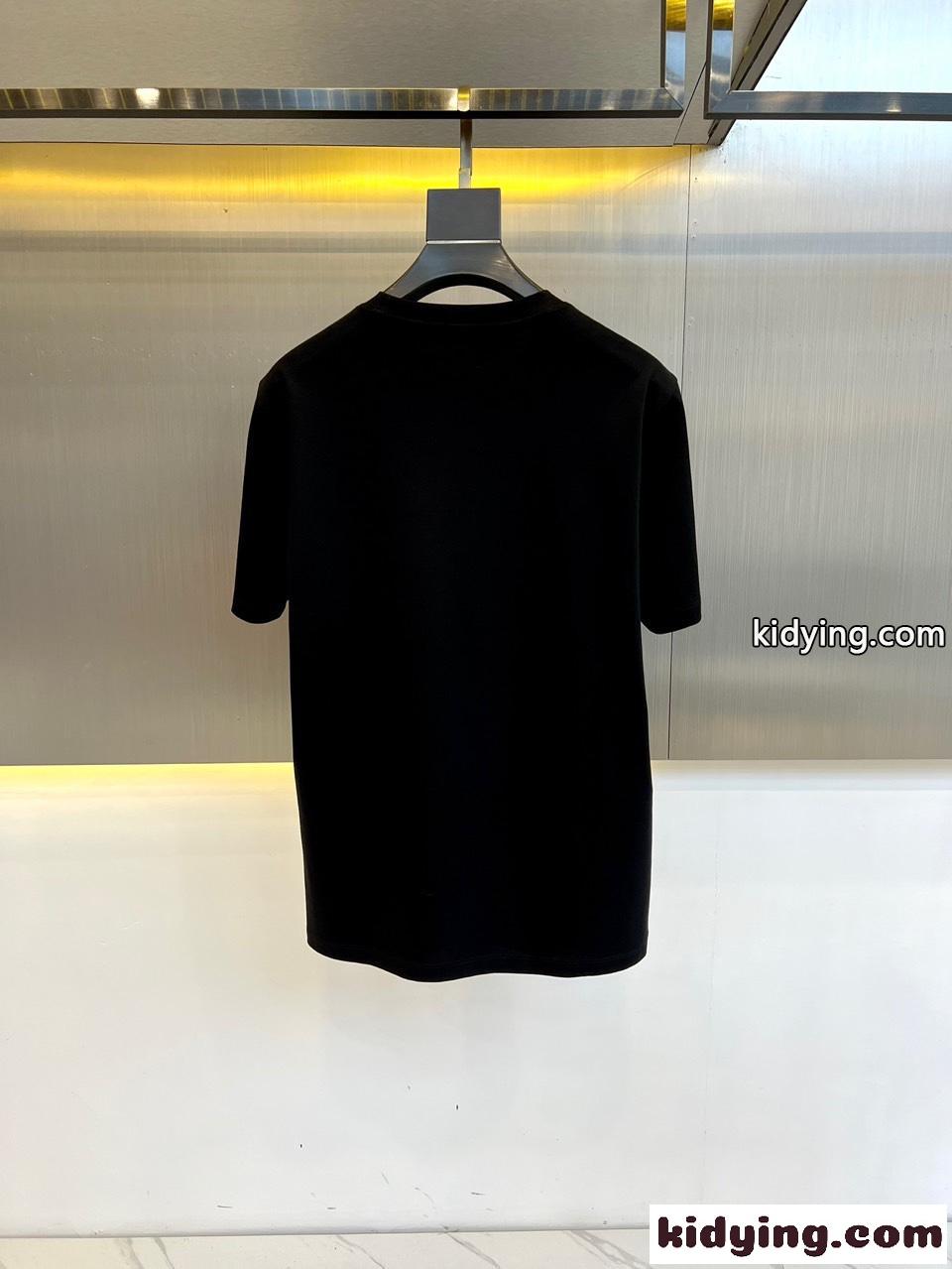 シンプル クルーネック 半袖Tシャツ バーバリー Tシャツ コピー ブラック-5