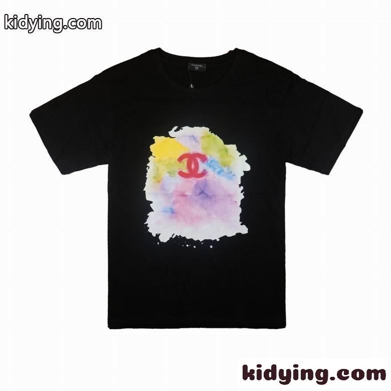 定番 春夏 半袖 トップス お洒落 ロゴ  クルーネック シャネル tシャツ コピー 着心地いい カジュアル ホワイト ブラック-1