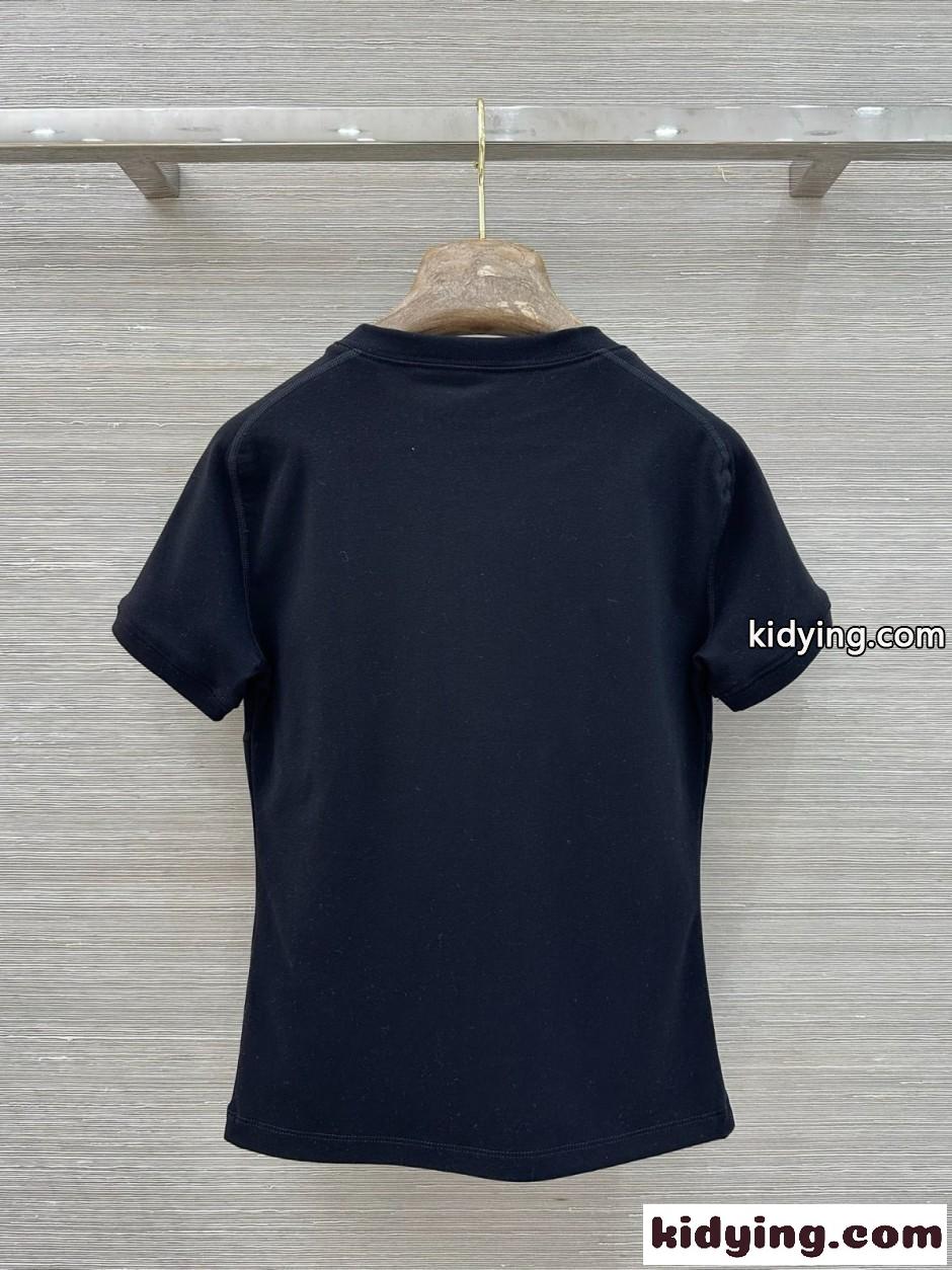 洗練された 合わせやすい 半袖Tシャツ ミュウミュウ Tシャツ コピー ブラック-4